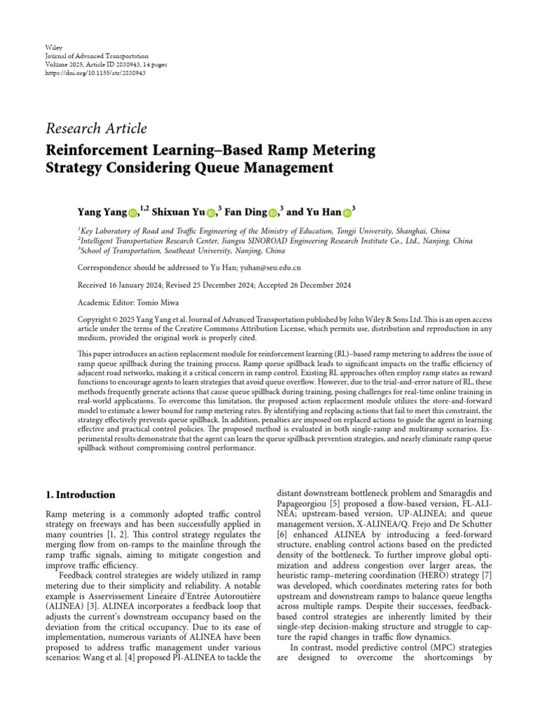 RL-Based Ramp Metering for Queue Management | PDF | Markov Chain ...