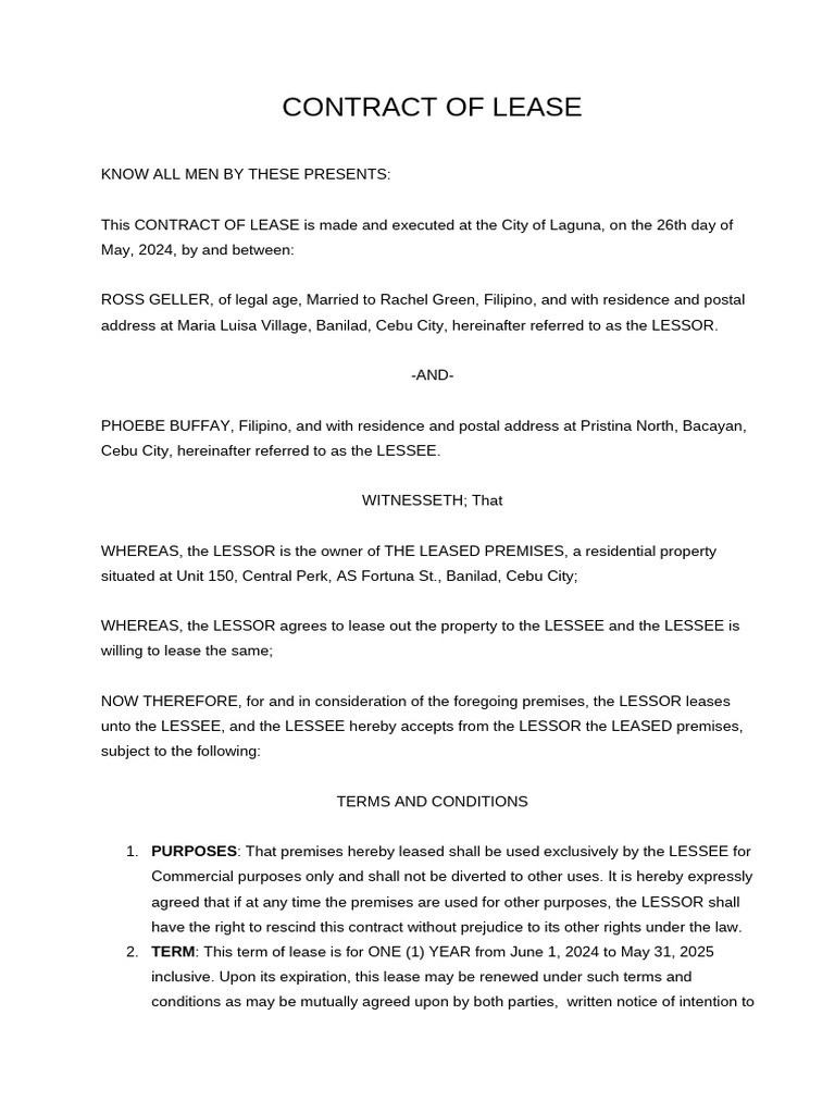 Lease Agreement for Commercial Property | PDF | Lease | Civil Law ...