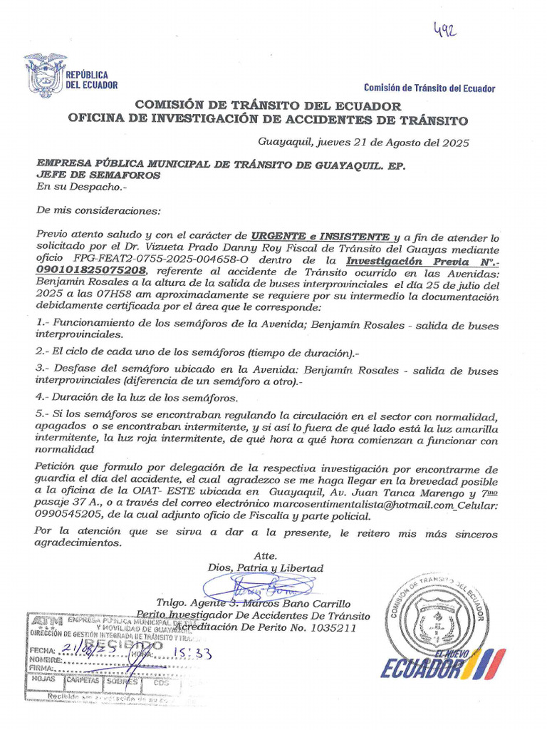 492, Oficio SN Cte Oiat 2025 | PDF