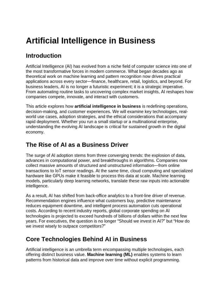 AI Transforming Business Operations | PDF | Artificial Intelligence ...