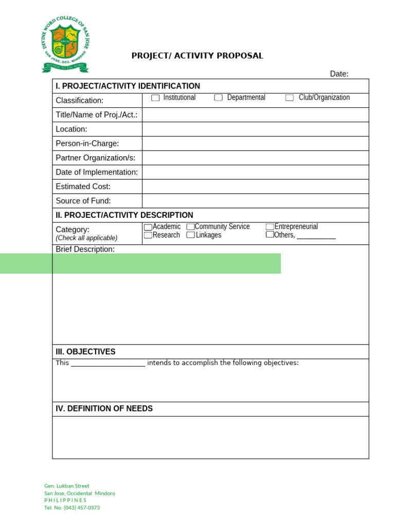 Project Proposal for Community Activity | PDF