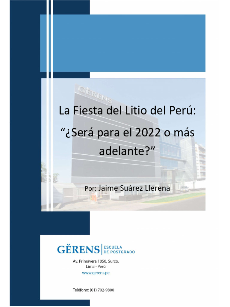 Litio en Perú: Oportunidades y Desafíos | PDF | Litio | Minería