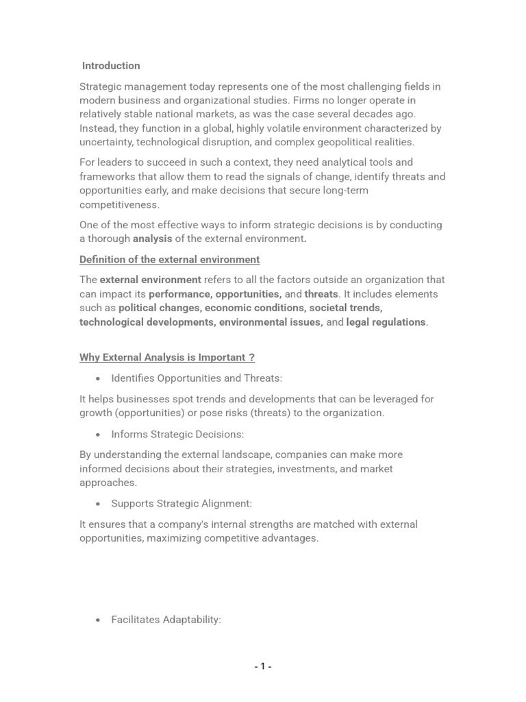 Analyzing External Environment in Strategy | PDF | Strategic Management ...