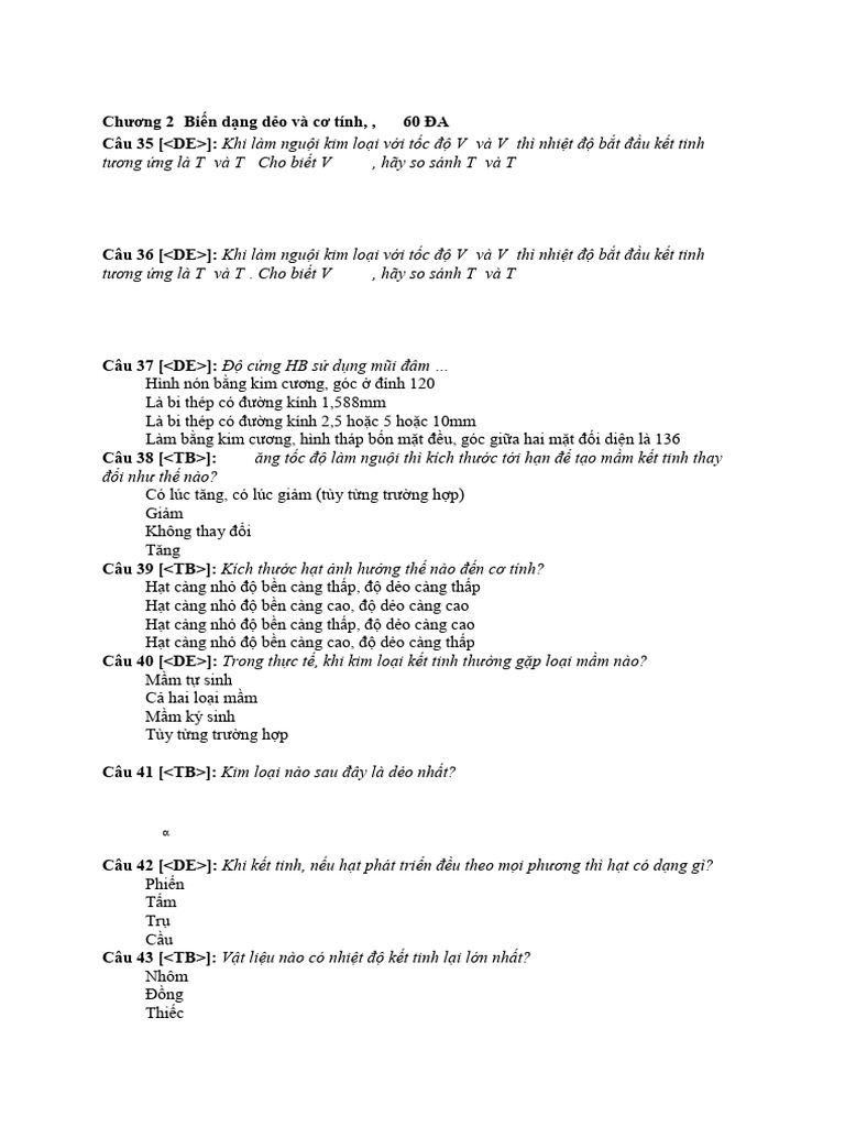 BT Trac Nghiem CH - NG 2-35-60 No | PDF