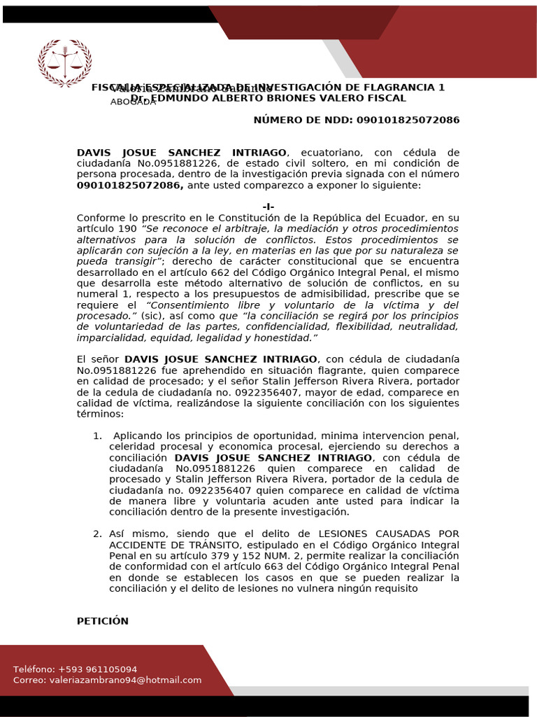 Acuerdo de Conciliación por Lesiones | PDF | Mediación | Justicia