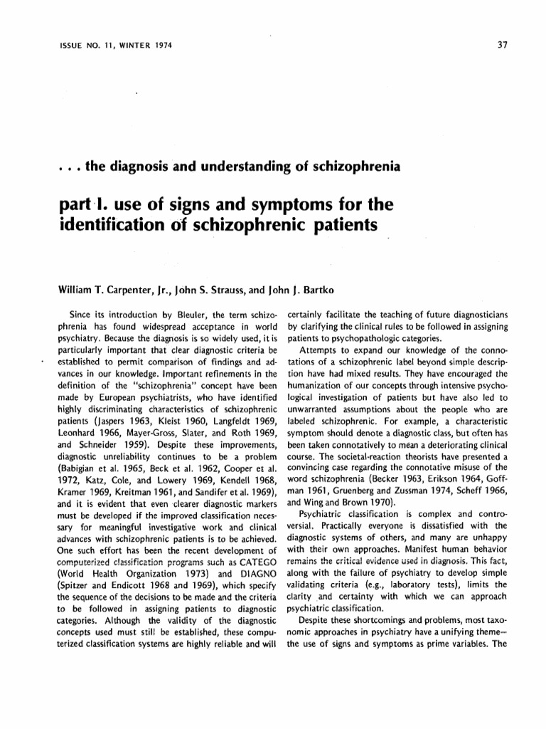 Diagnosing Schizophrenia: Signs & Symptoms | PDF | Schizophrenia ...