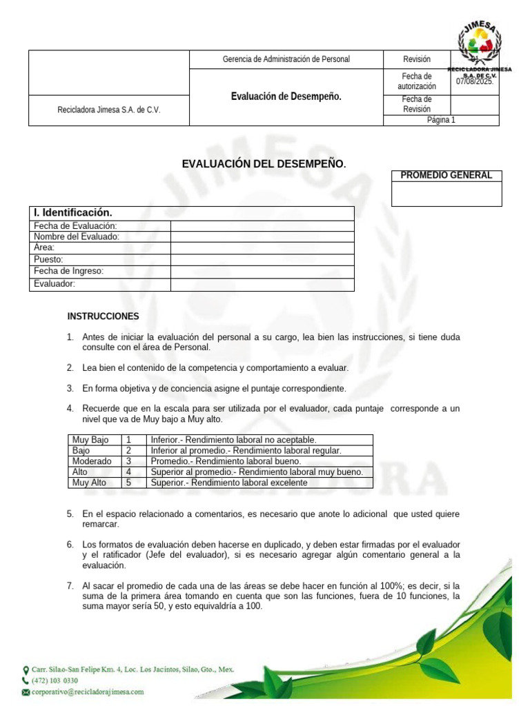 Evaluación de Desempeño Periodo de Prueba | PDF | Evaluación de desempeño