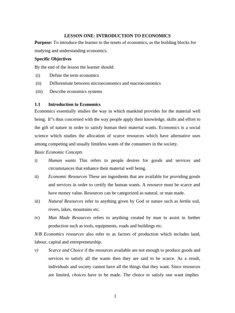 Eco 1110 Intro To Micro Notes | PDF | Economics | Microeconomics