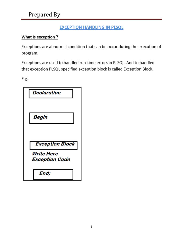 PL/SQL Exception Handling Guide | PDF | Pl/Sql | Software Engineering