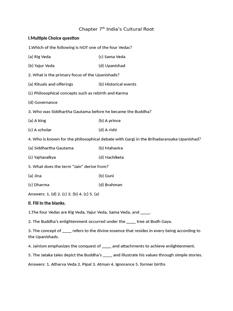 Chapter 7th India's Cultural Root | PDF | Moksha | Ātman (Hinduism)