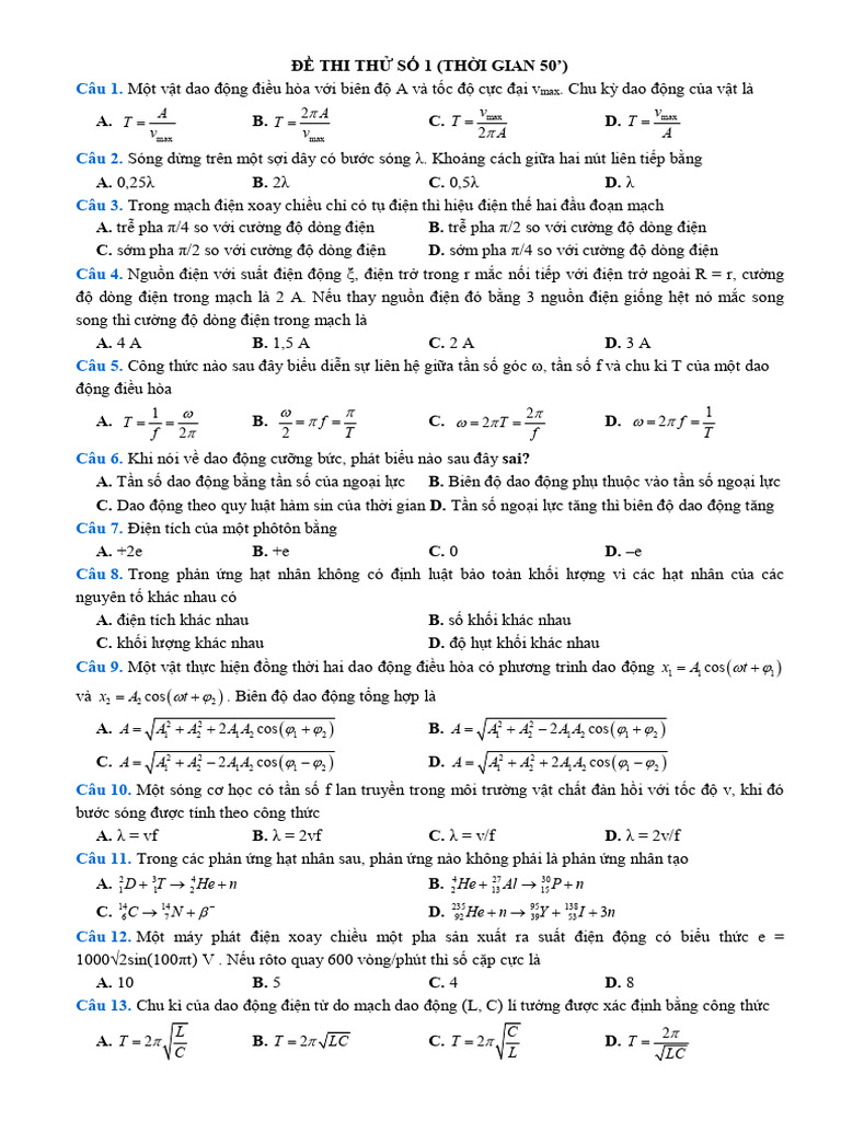 De Thi Thu So 1 | PDF