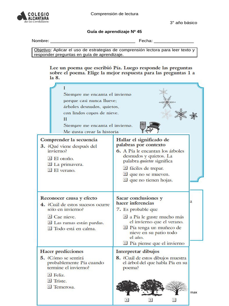 Estrategias de Comprensión Lectora 3° Básico | PDF | Comprensión ...