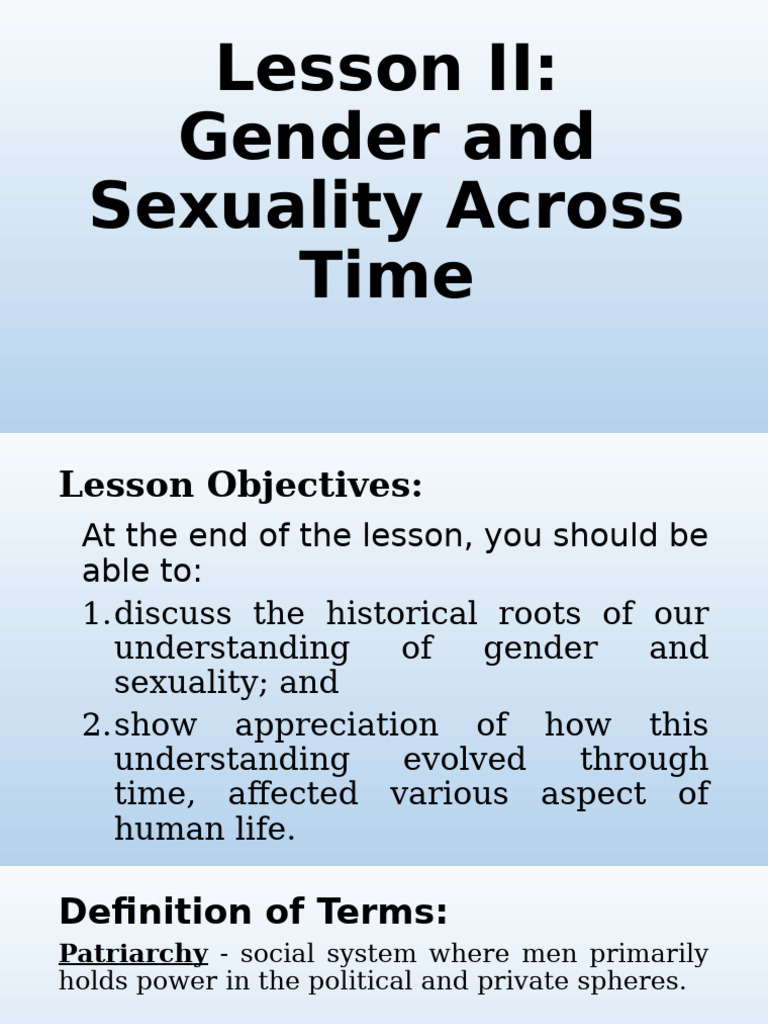 02 Gender and Sexuality Across Time | PDF | Patriarchy | Gender Studies