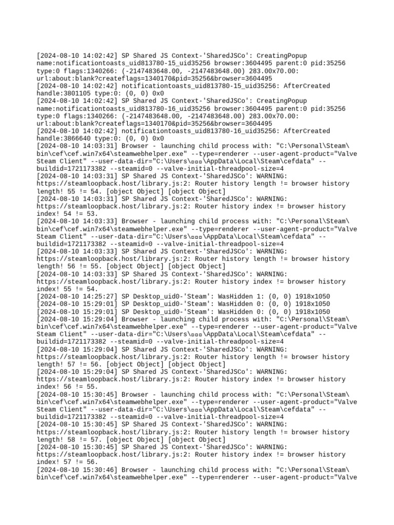 Steam Browser Context Logs and Warnings | PDF | Software | Computing ...