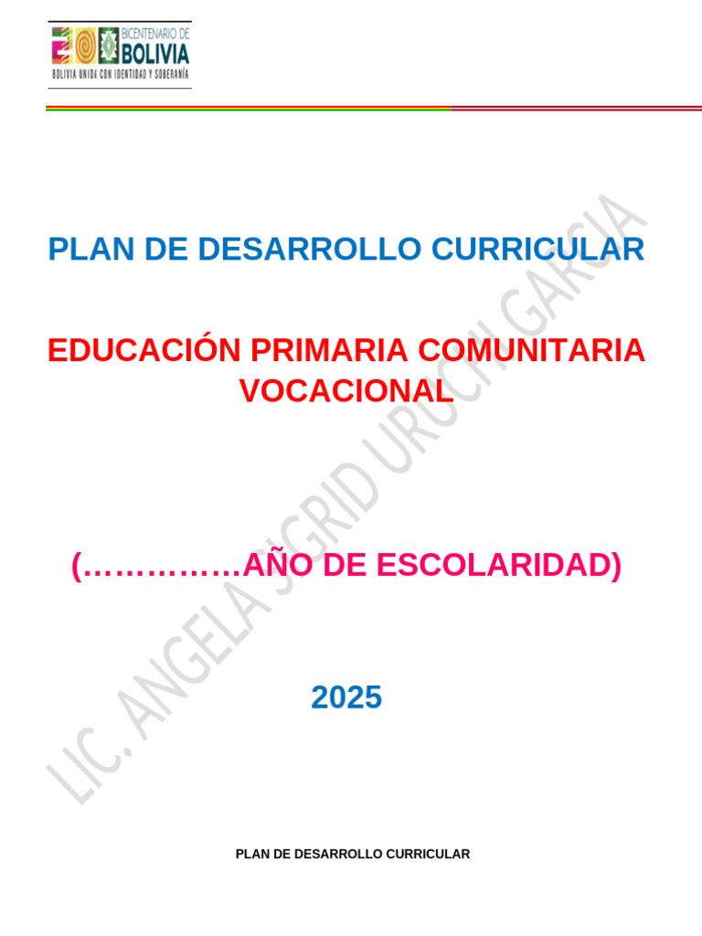 Plan Curricular Educación Primaria 2025 | PDF