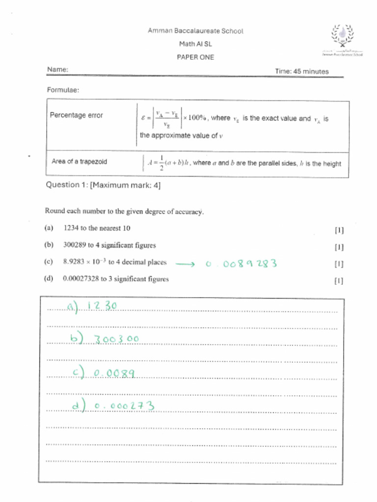 Test Answer Key | PDF