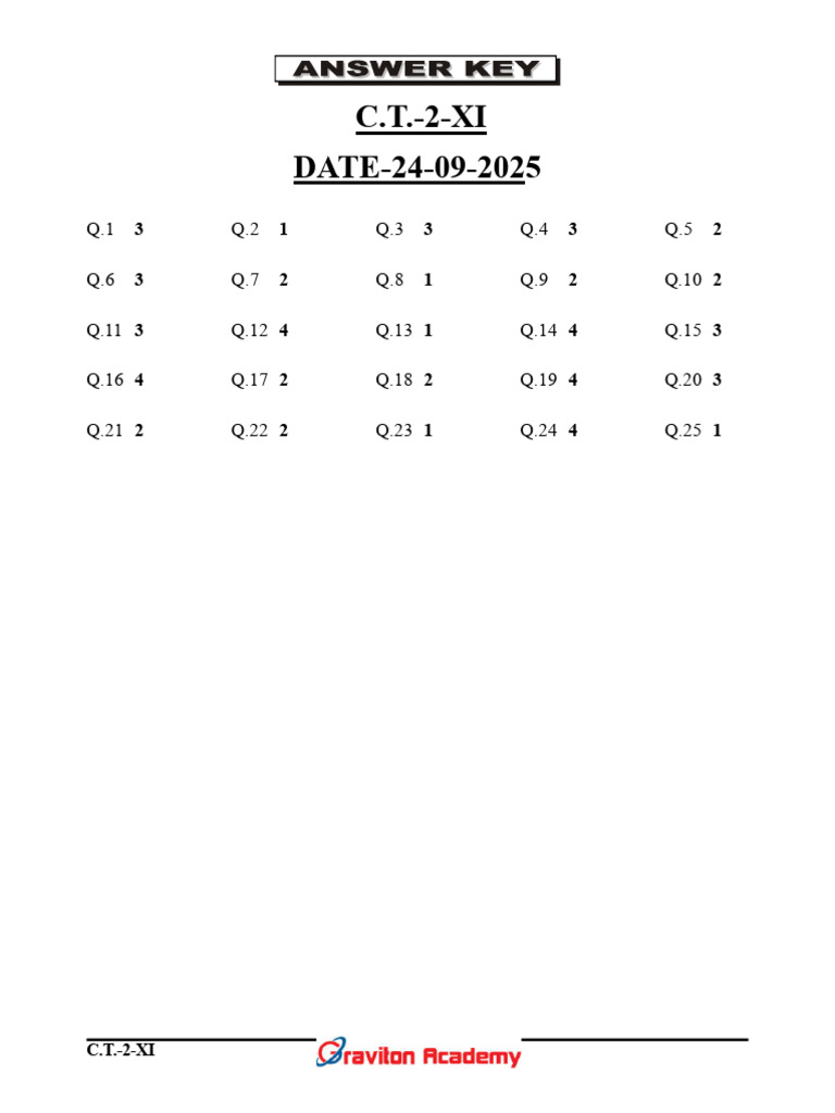 XI CT 2 Answer Key 24-09-2025.Pmd PDF | PDF