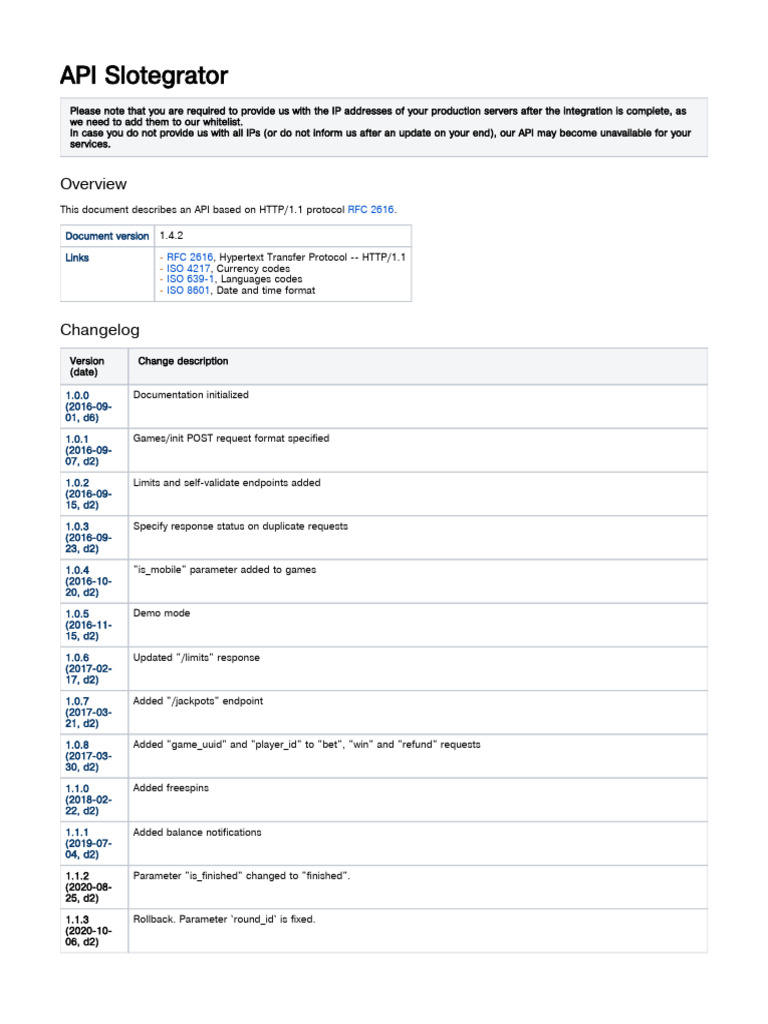 Slotegrator API Documentation Overview | PDF | Software Engineering ...