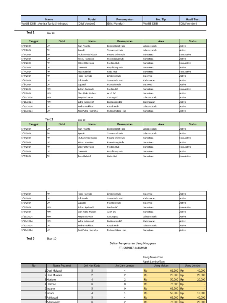 Test Excel Admin | PDF
