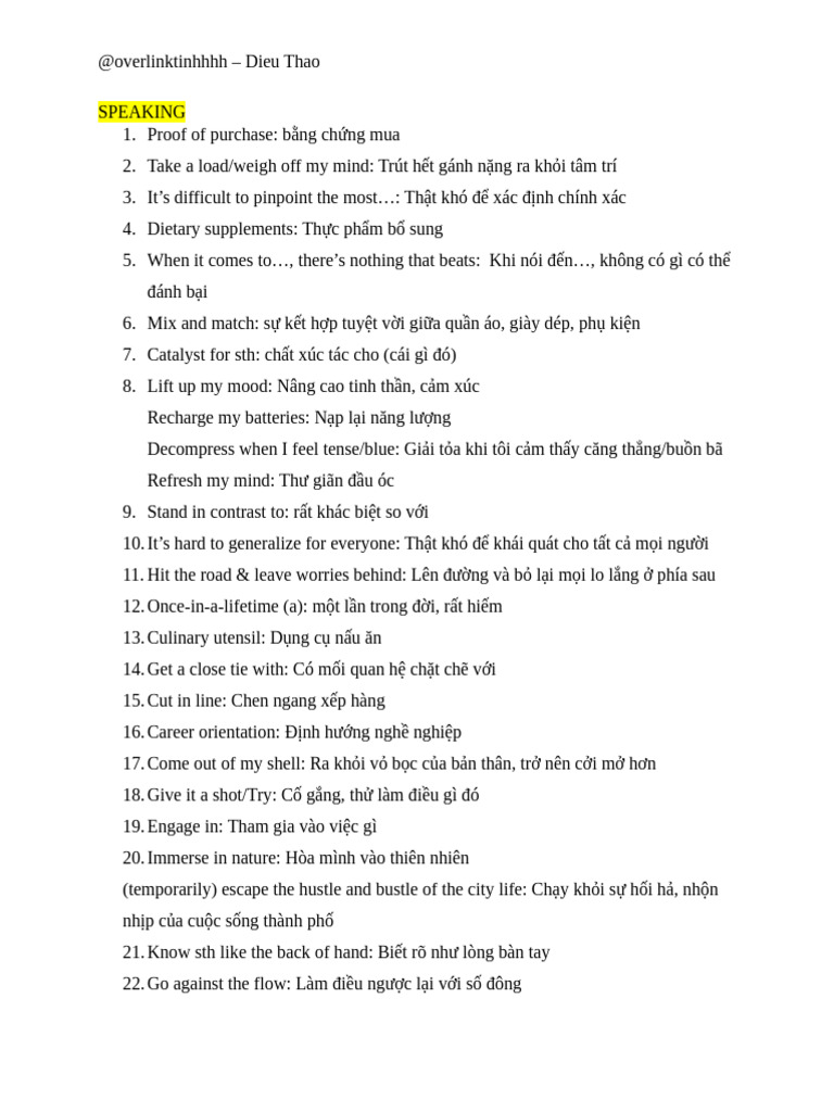 SPEAKING Useful Expressions | PDF