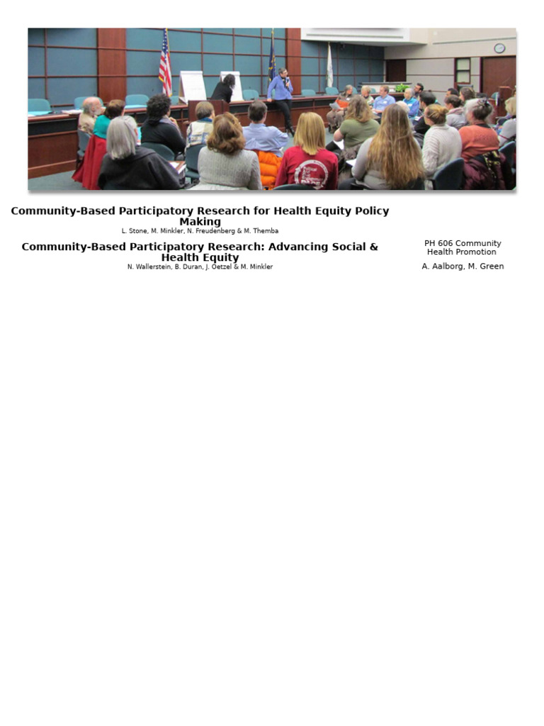 Community-Based Participatory Research For Health Equity Policy Making ...