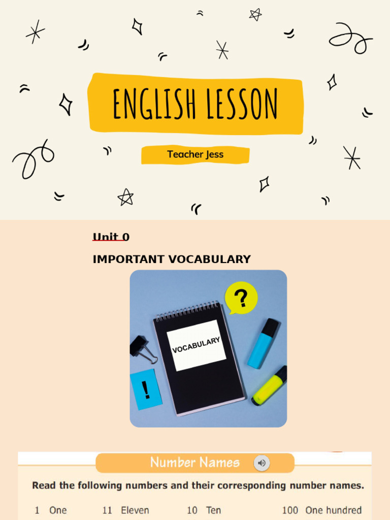 English Lesson - Unit 1 | PDF