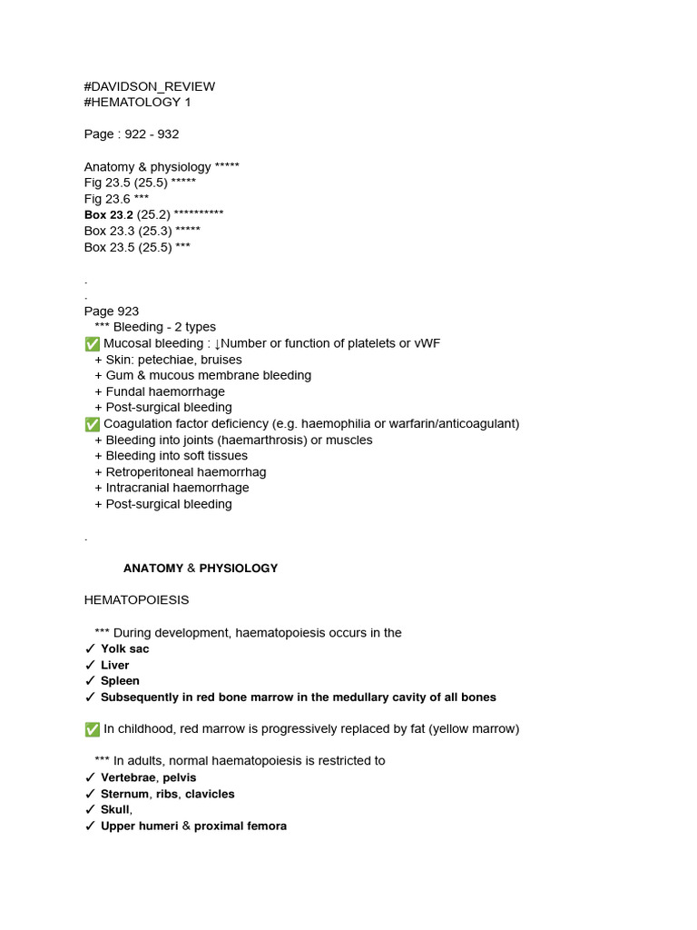 Hematology Overview: Blood Disorders & Anatomy | PDF | Anemia | Coagulation
