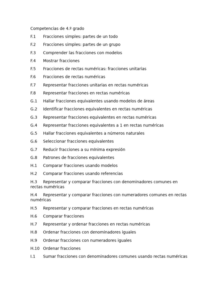 Competencias de Fracciones 4.º y 5.º Grado | PDF | Conceptos ...