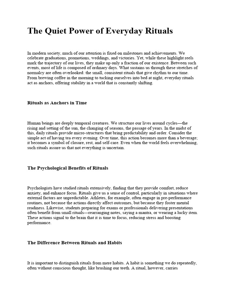 Everyday Rituals for Performance Boosts | PDF | Rituals | Psychology