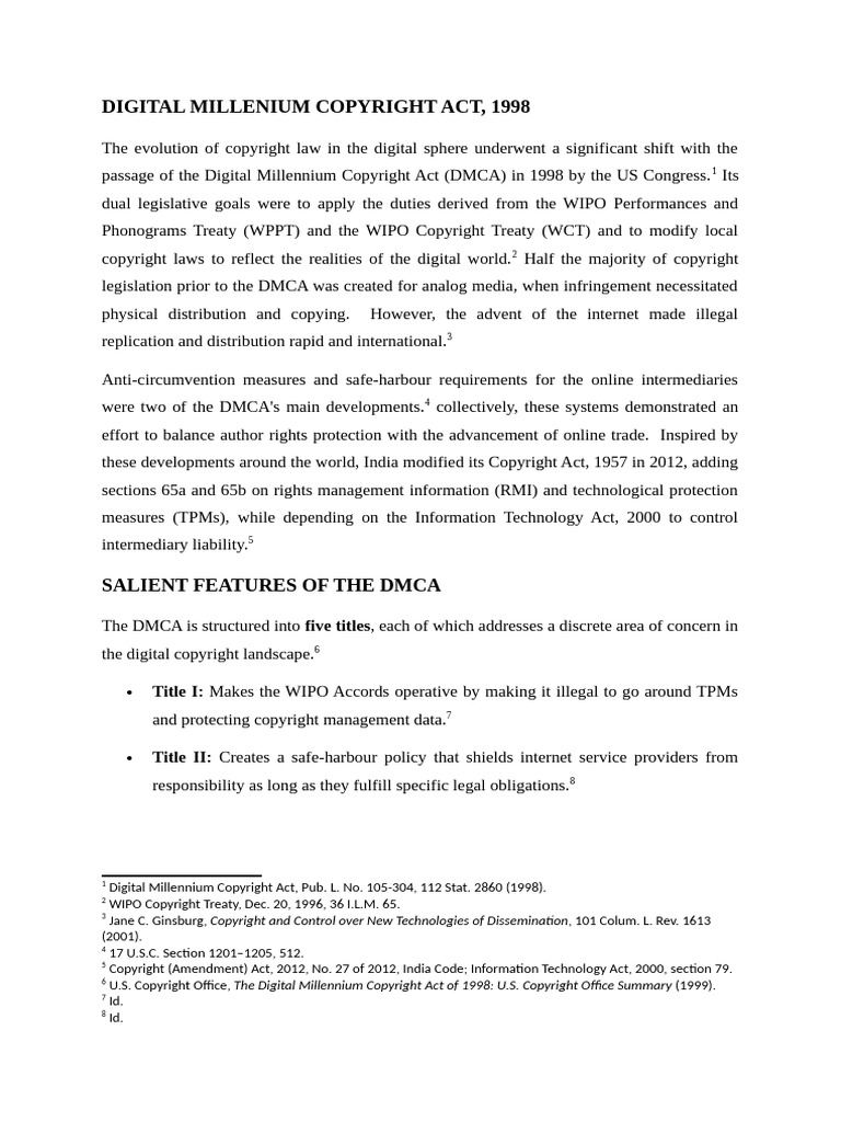 Overview of the DMCA and Its Impact | PDF | Digital Millennium ...