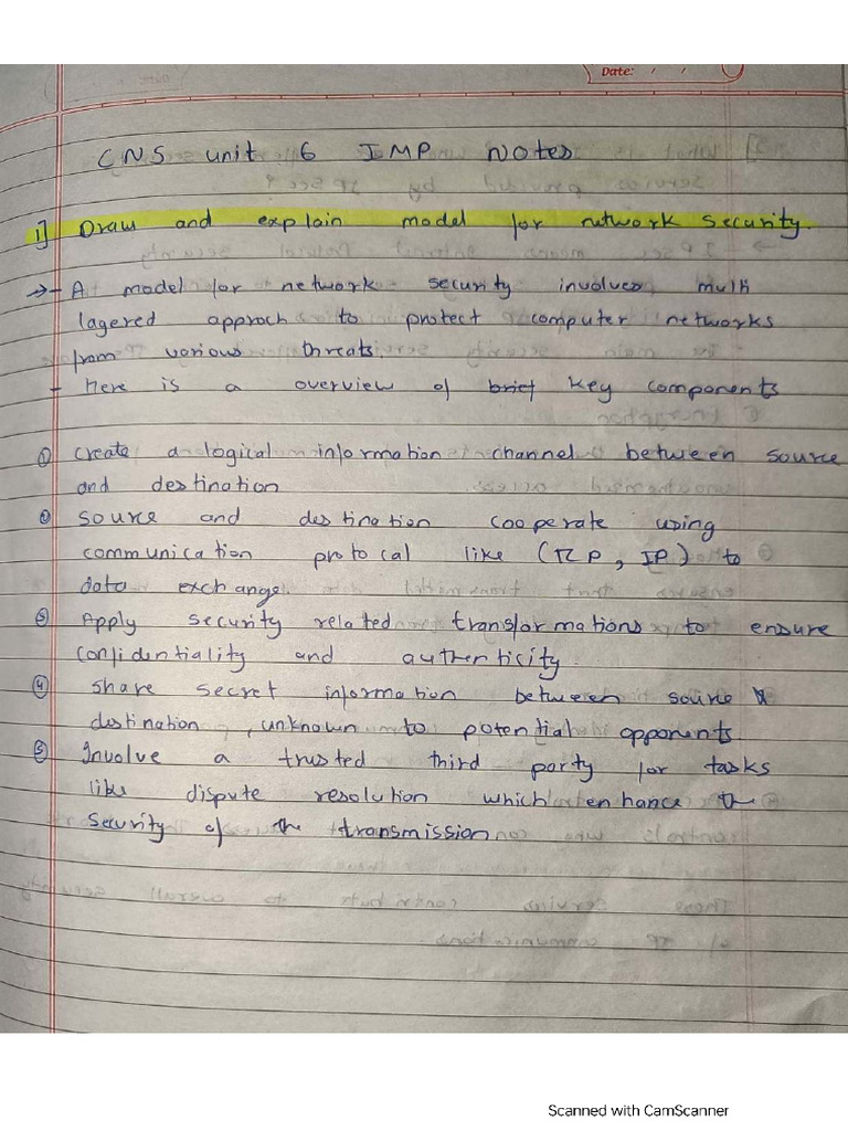 CNS - Unit 6 (Security) - Handwritten Notes | PDF