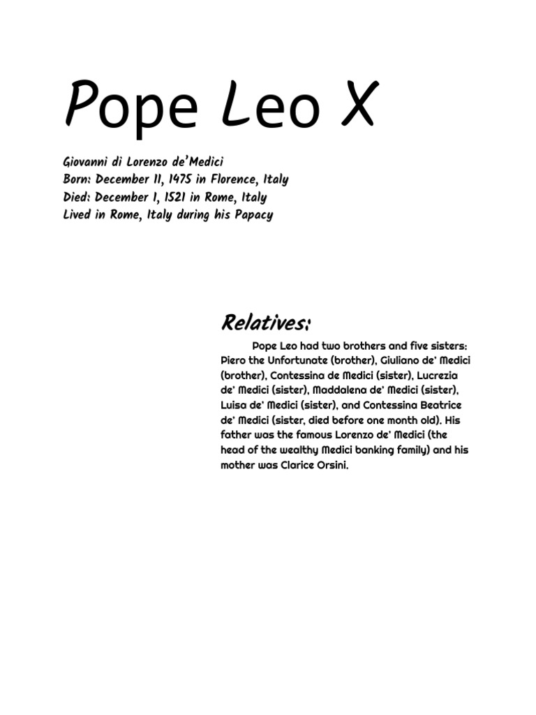 Pope Leo X: Patron and Reformer | PDF | House Of Medici | Catholic Church