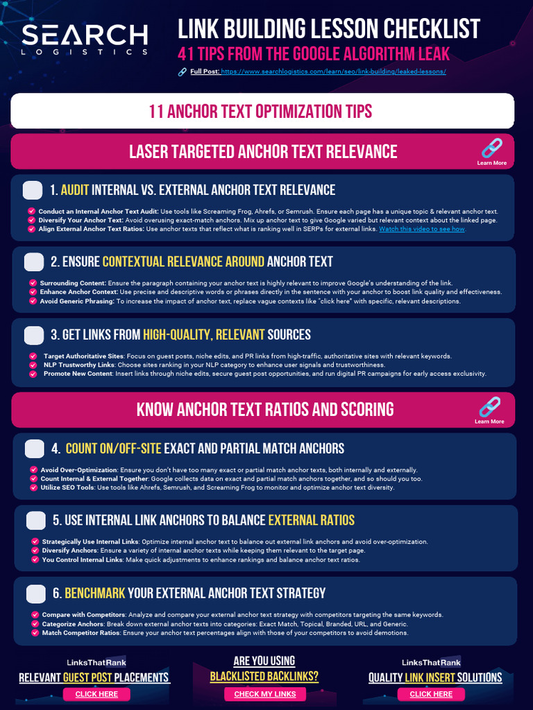 Search Logistics Leak Link Building Checklist PDF Search Engine