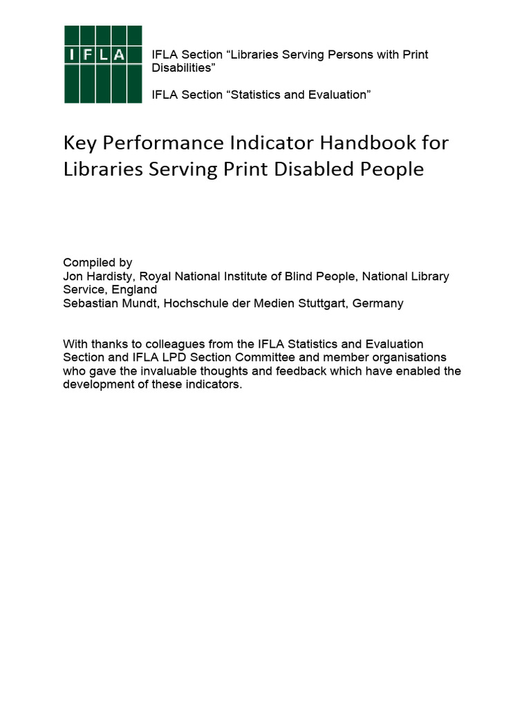 Key Performance Indicators for Libraries Serving Print Disabled | PDF ...
