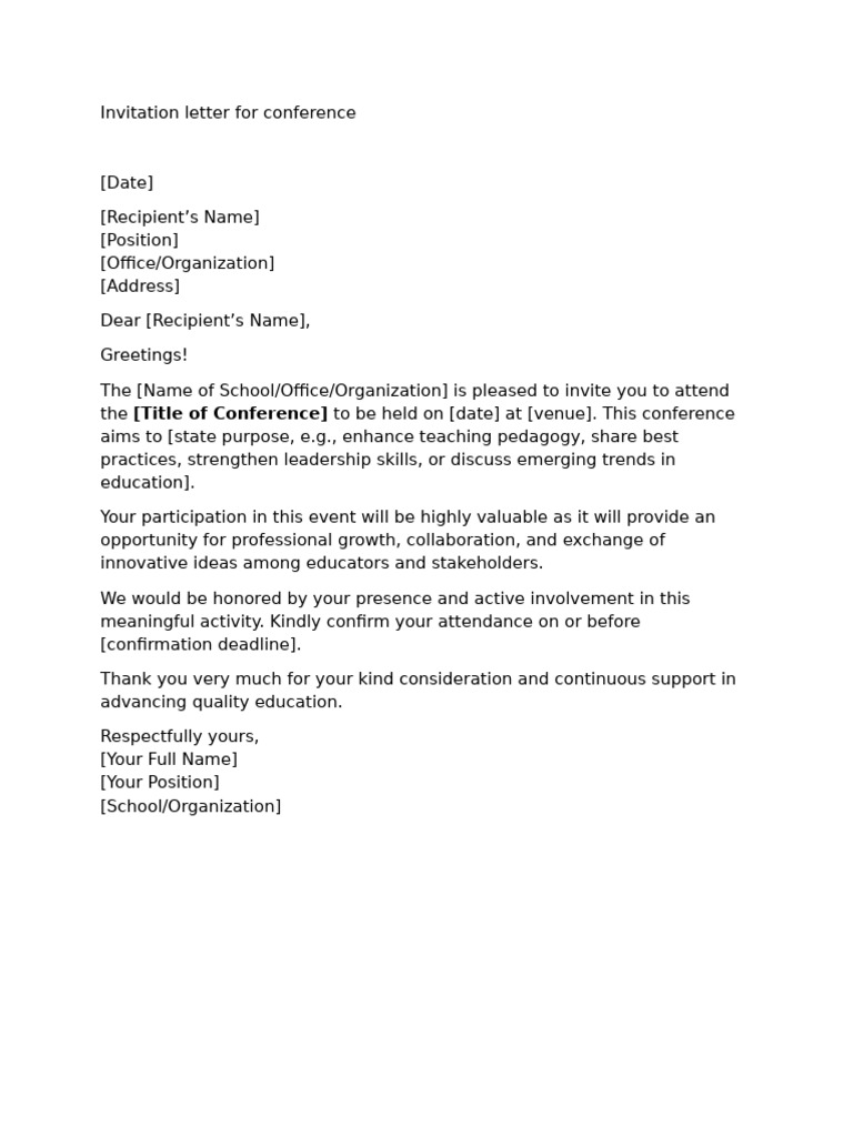 Conference Invitation Letter Template | PDF