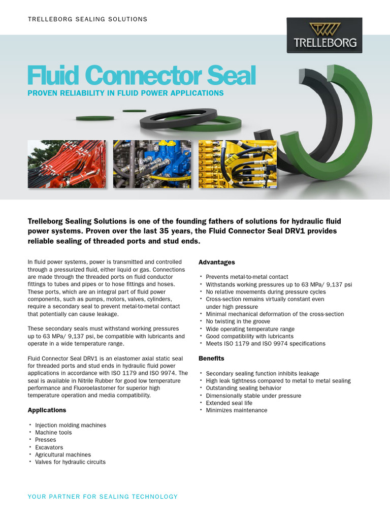 Fluid Connector Seal DRV1 Overview | PDF | Leak | Mechanical Engineering