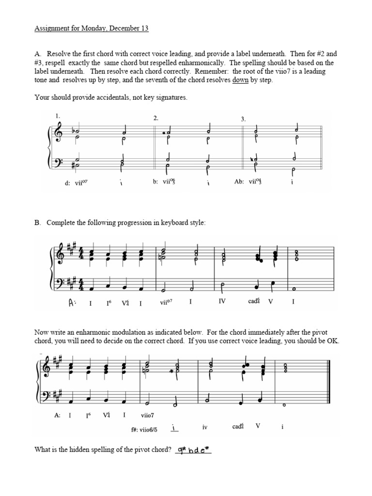 Chord Resolution and Modulation Assignment | PDF