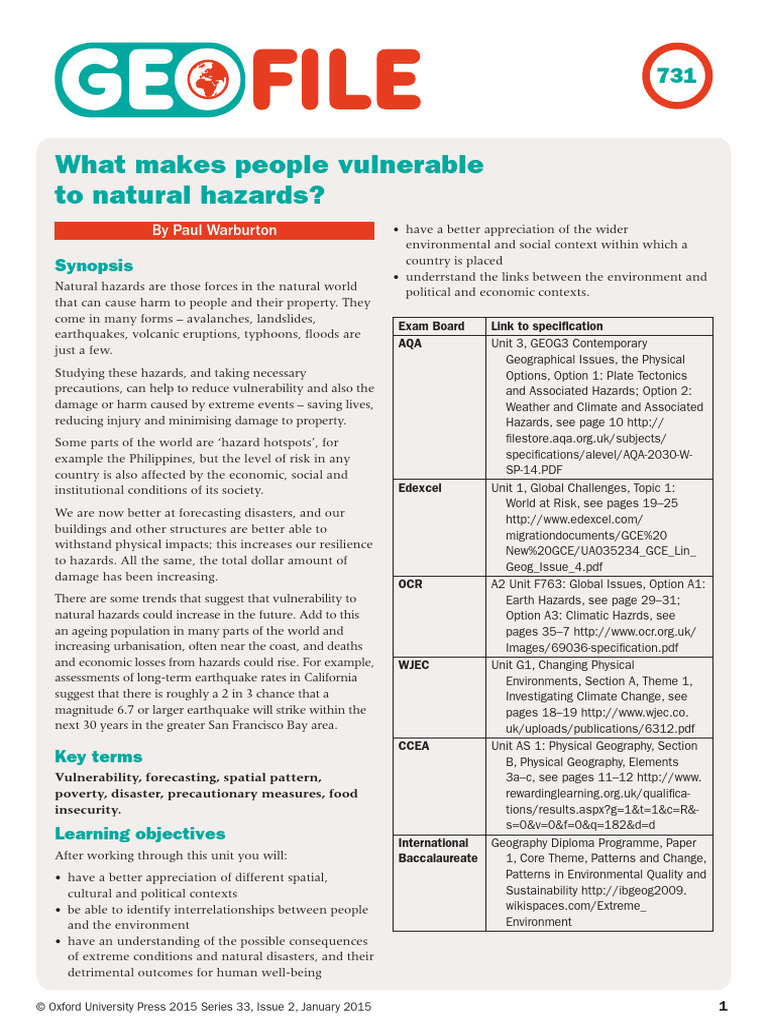 Understanding Vulnerability to Hazards | PDF | Natural Disasters | Hazards