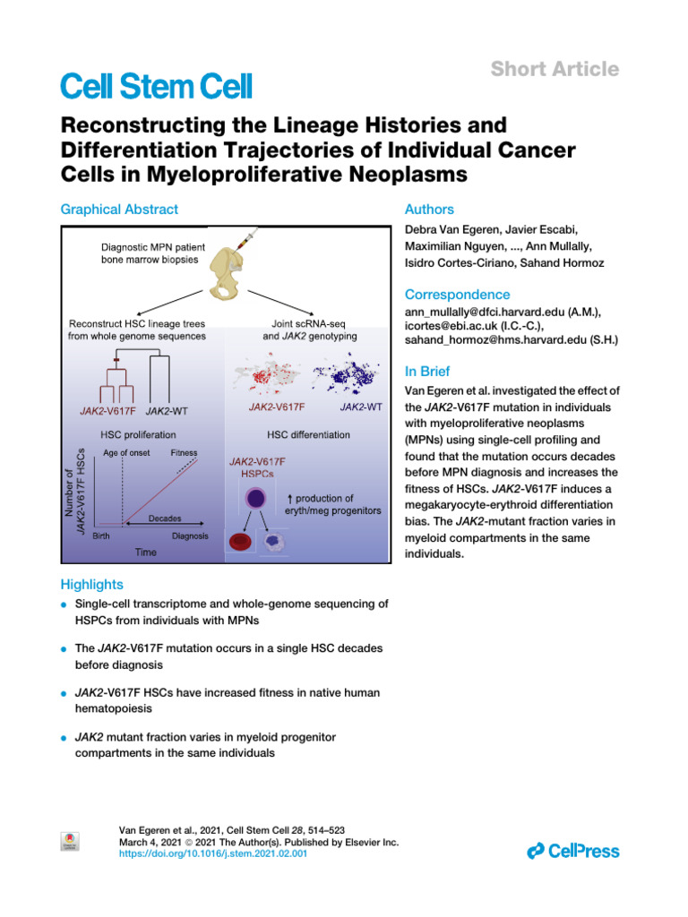 1 s2.0 S1934590921000515 Main | PDF | Hematopoietic Stem Cell ...