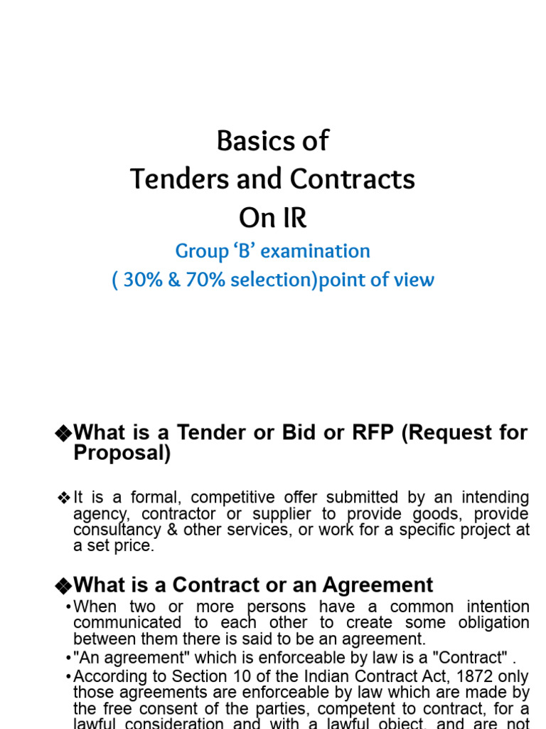Understanding Tenders and Contracts in IR | PDF | Specification ...