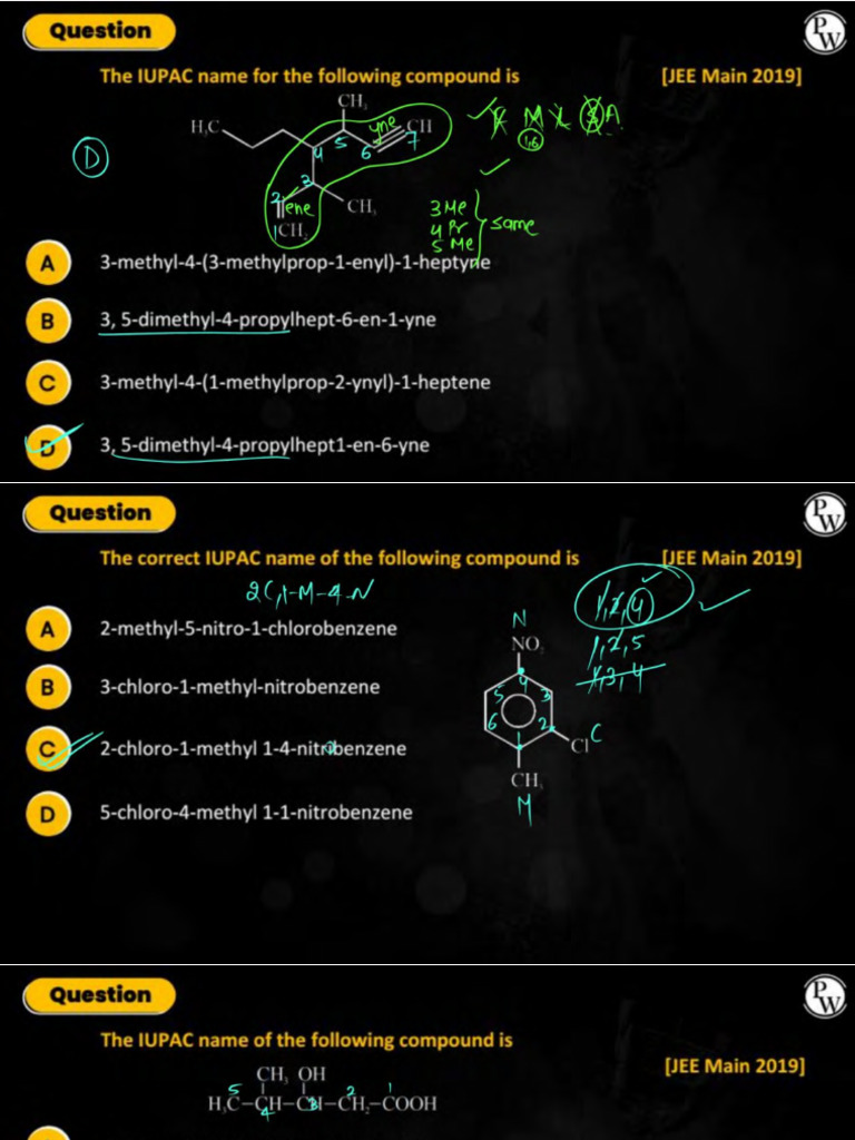 IUPAC Nomenclature PYQ Discussion Notes | PDF