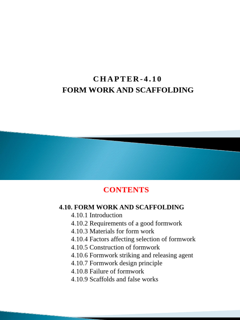Formwork and Scaffolding Essentials | PDF | Concrete | Scaffolding