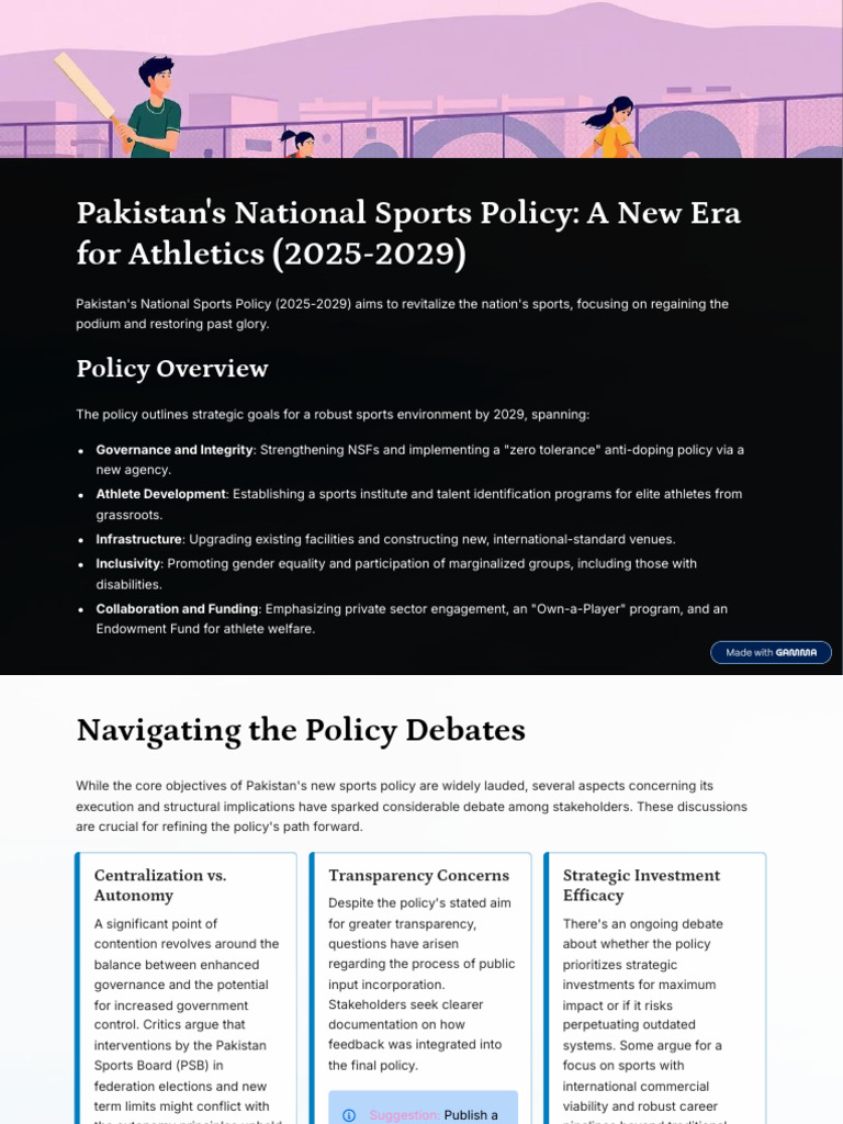 Pakistan National Sports Policy 2025-2029 | PDF | Policy | Governance