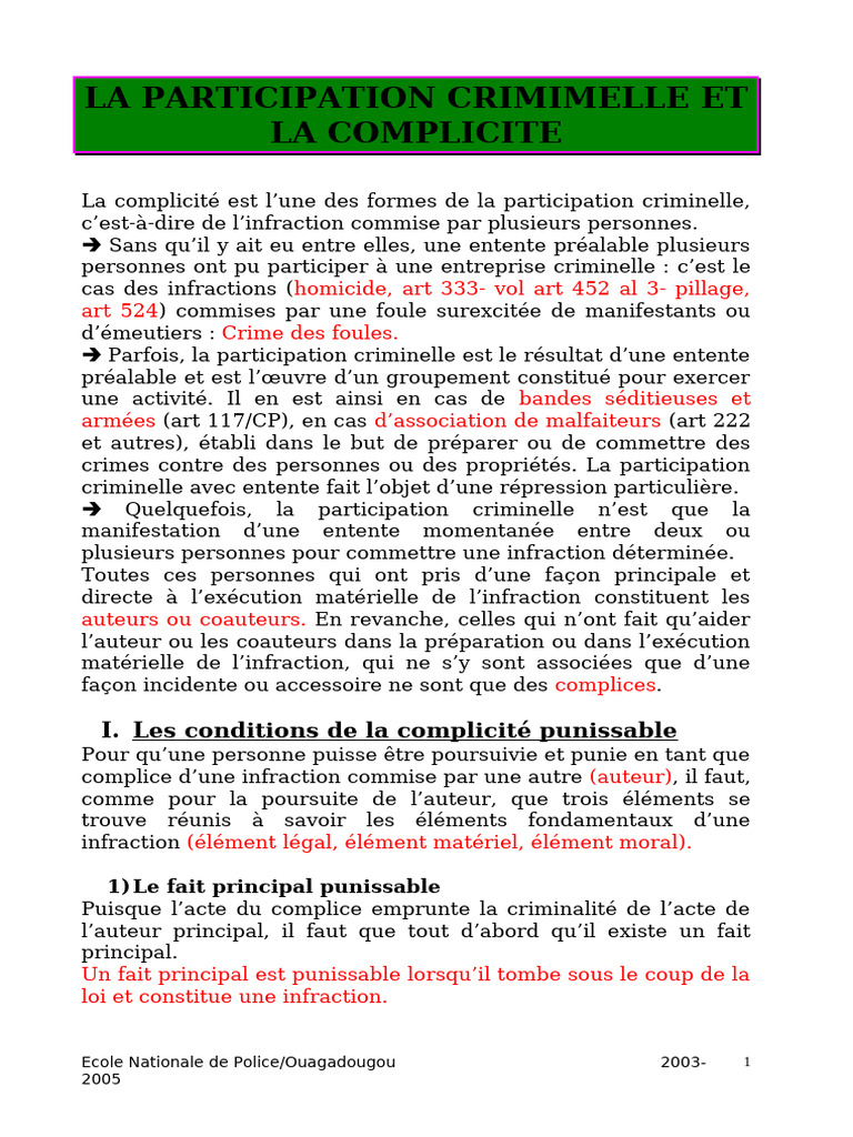 Comprendre la complicité criminelle | PDF | Aider et encourager | Crimes