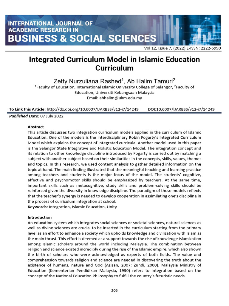Integrated Curriculum in Islamic Education | PDF | Curriculum | Knowledge