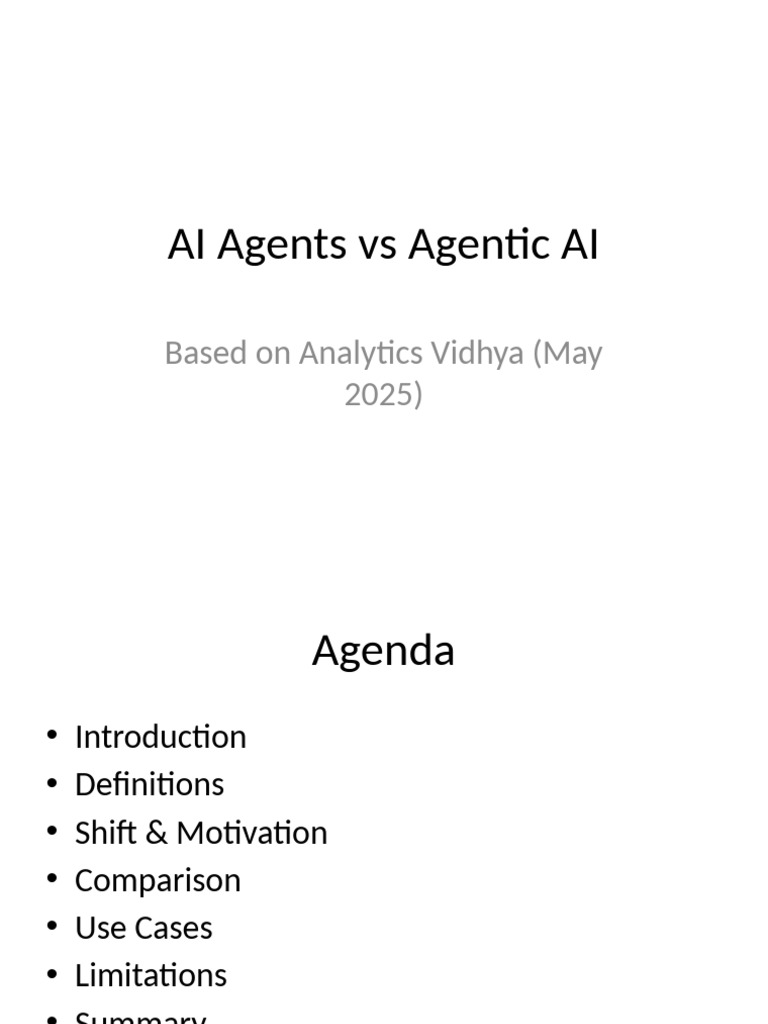 AI Agents vs Agentic AI Explained | PDF