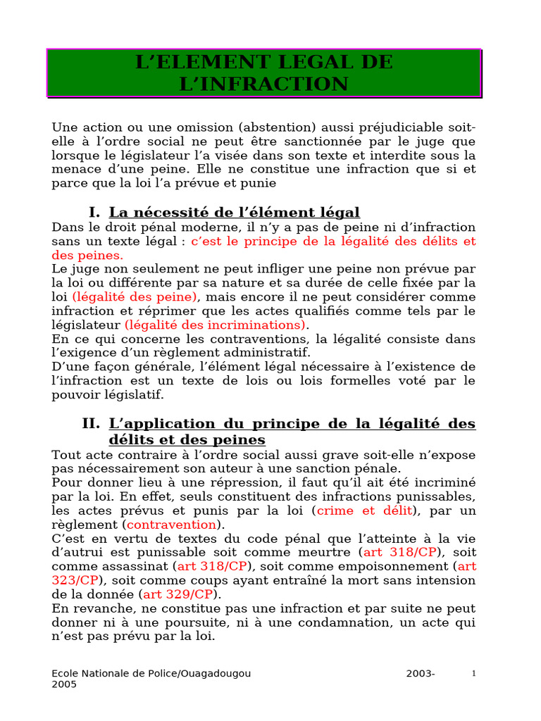 Élément légal de l'infraction pénale | PDF | Loi | Droit politique