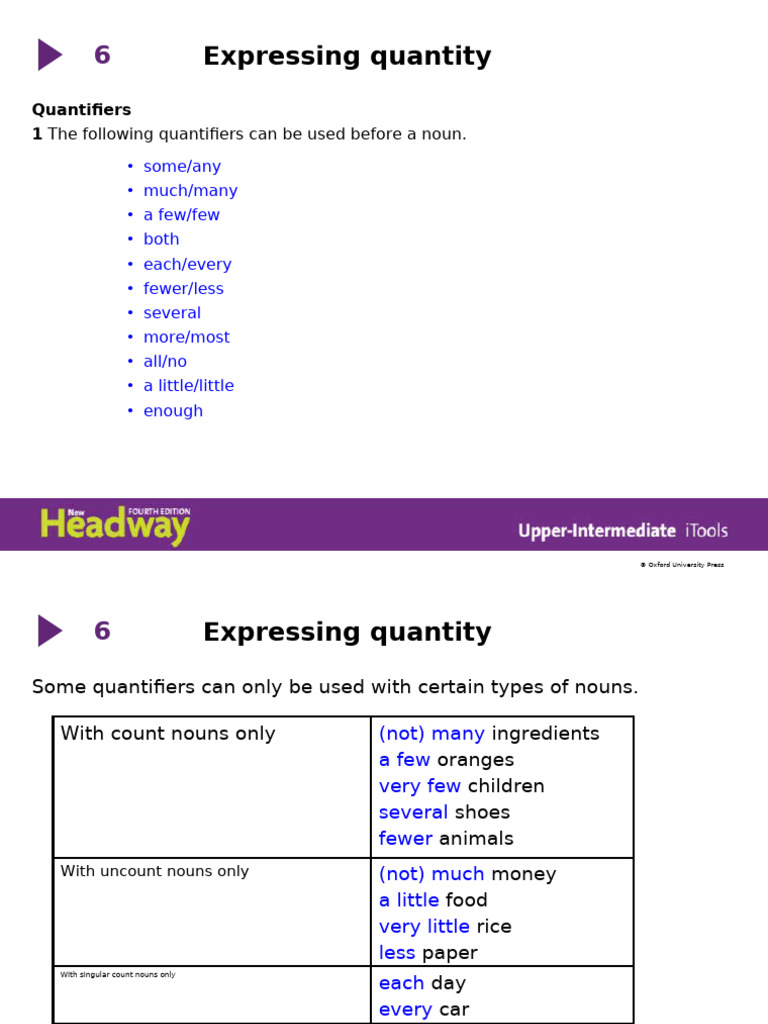 HDW UpperInt Grammar 6 Expressing Quantity Quantifiers | PDF | Plural ...