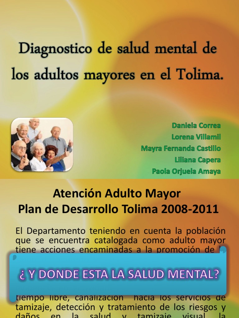 Salud Mental en Adultos Mayores Tolima | PDF | Vejez | Adultos