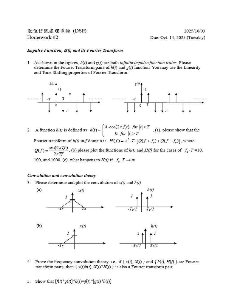 114 (1) DSP Homework #2 | PDF | Fourier Series | Convolution